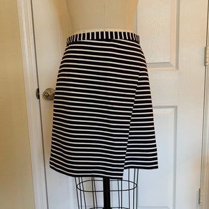 Ann Taylor Striped Asymmetrical Faux-Wrap Skirt